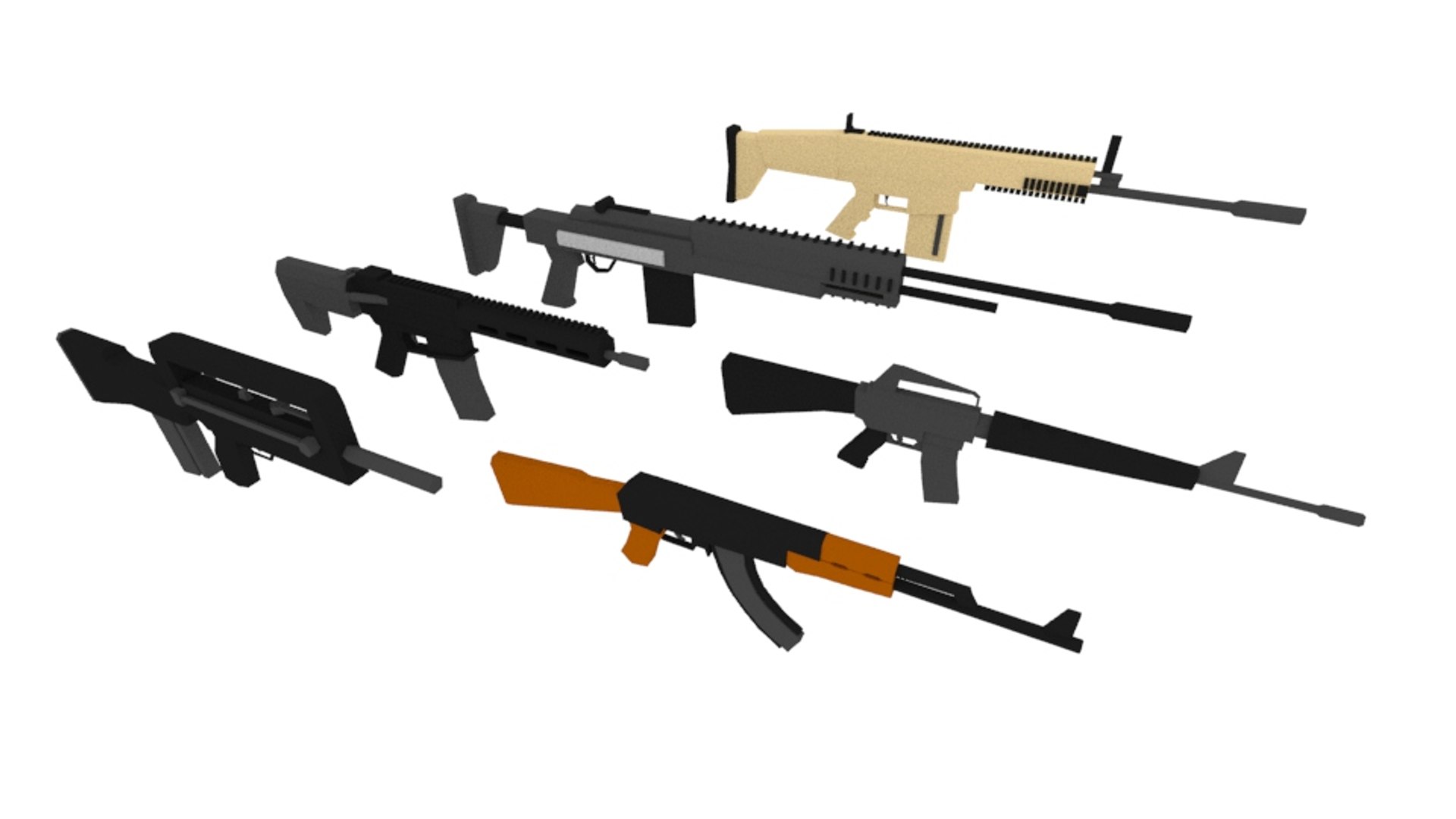 Pack Assault Rifles Model Turbosquid