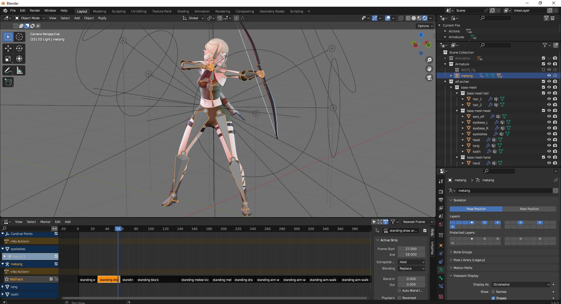 Elf Archer Realistic Female Character Blender Ue Unity