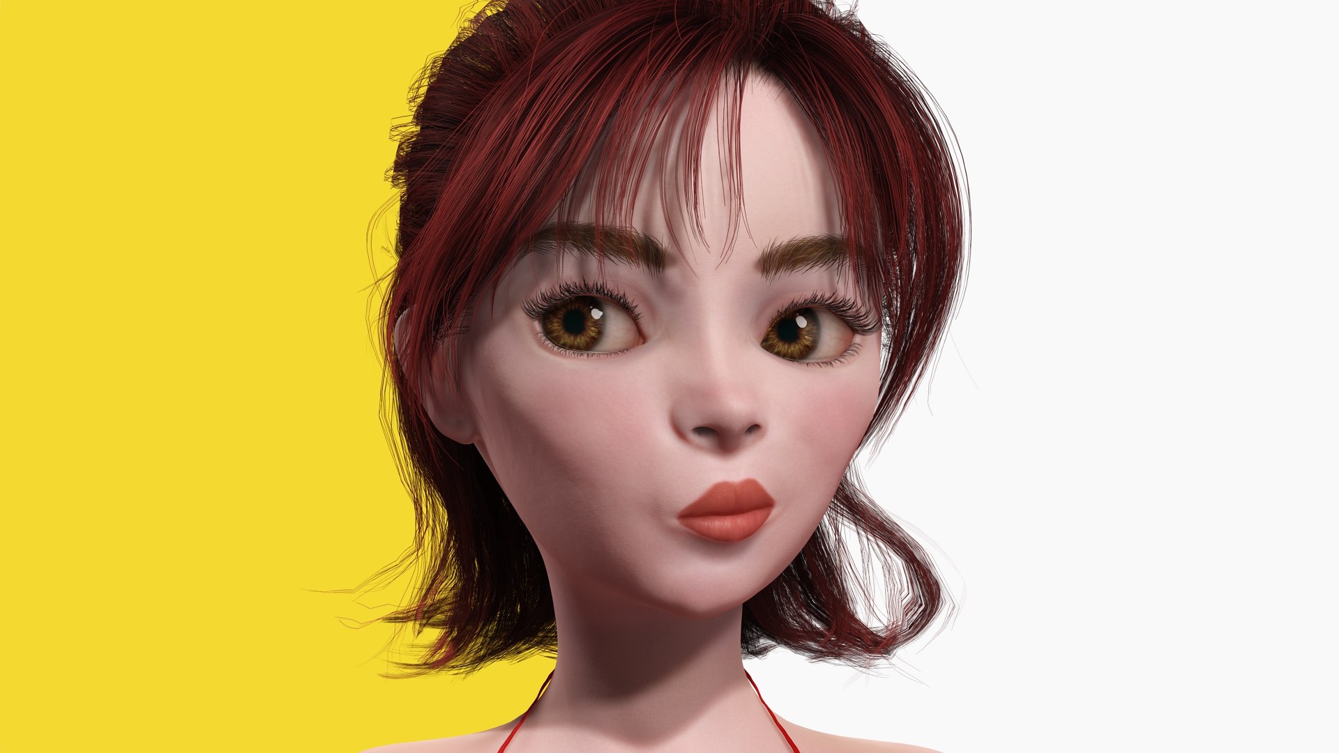 Prestige Red Hair Stylized Cartoon Female D Model Naked Woman Rigged