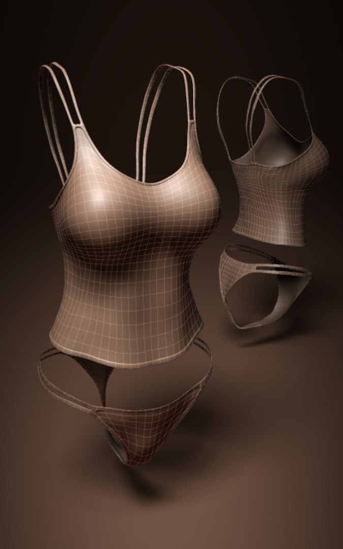 D Lingerie Set Cloth Simulations Model