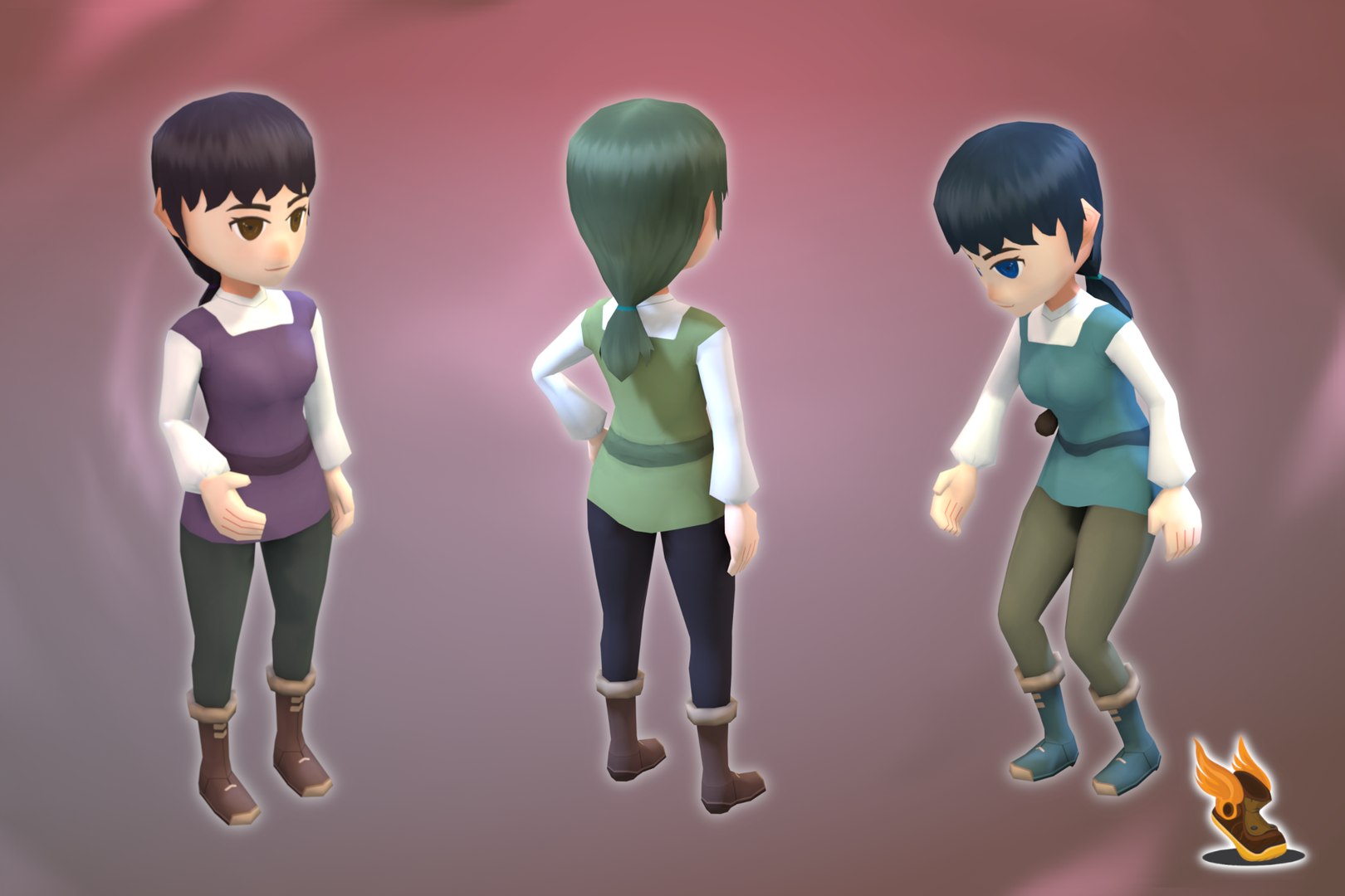 Stylized Npc Female Peasants Pack Model Turbosquid