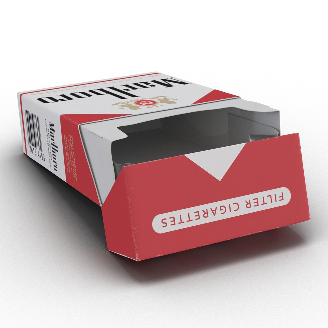 Opened Cigarettes Pack Marlboro 3d Model