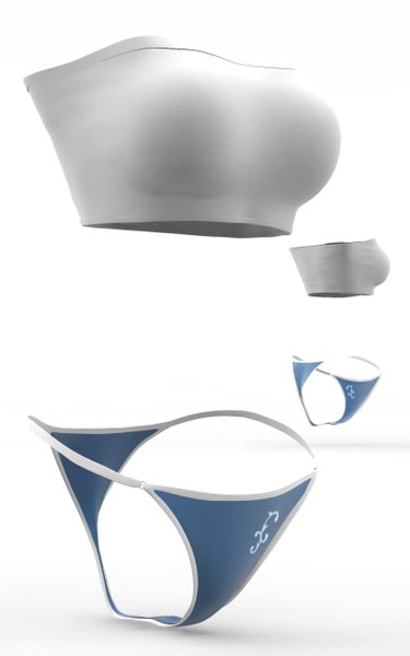 D Lingerie Set Cloth Simulations