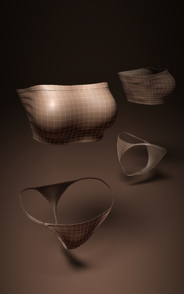 D Lingerie Set Cloth Simulations