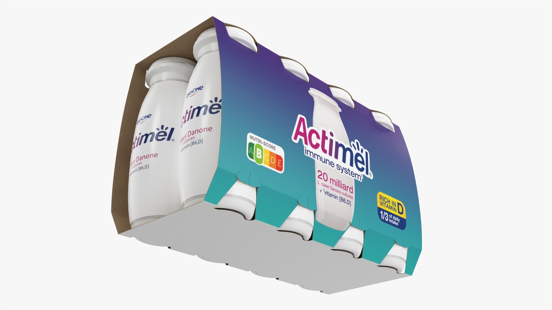 D Model Danone Actimel Bottles Pack Turbosquid