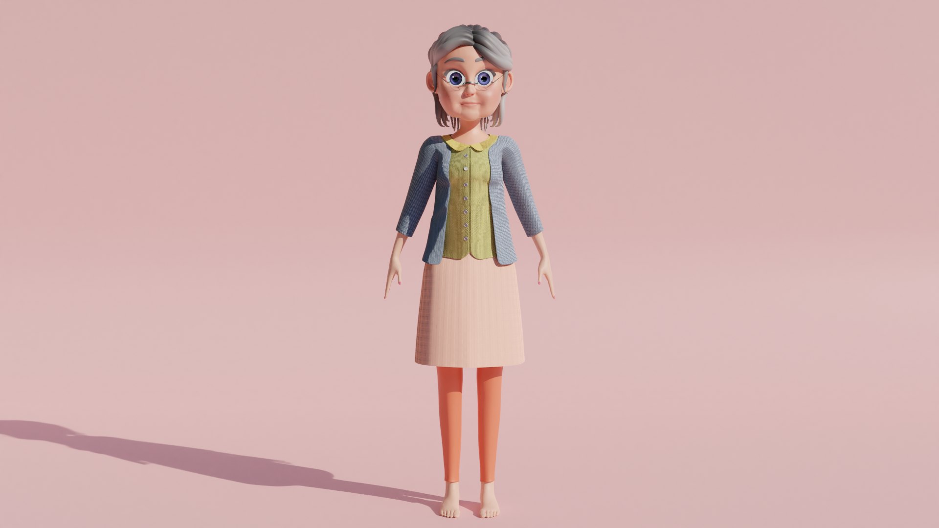 3D Cartoon Grandma Rigged TurboSquid 1871460