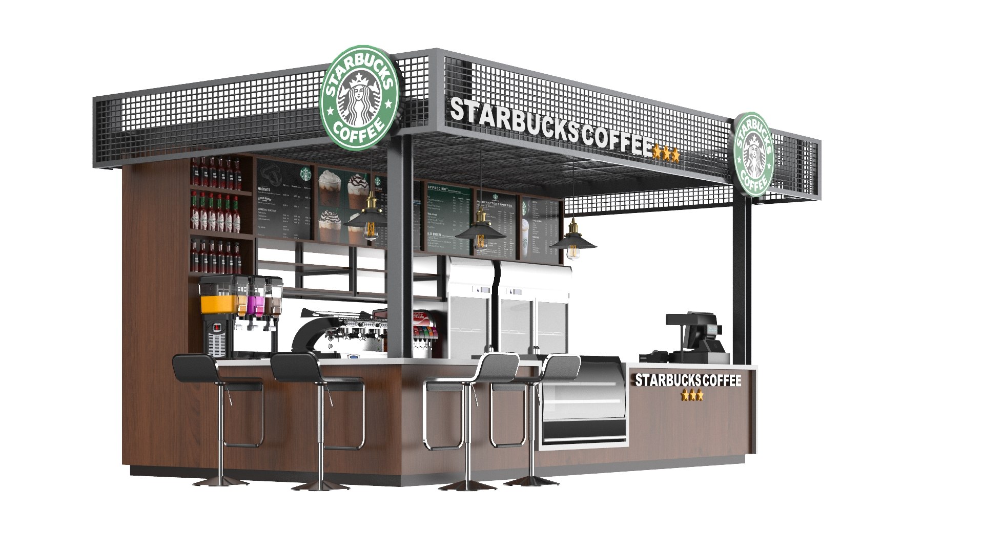 3D Detailed Starbucks Coffee Shop Bar Model TurboSquid 2051592