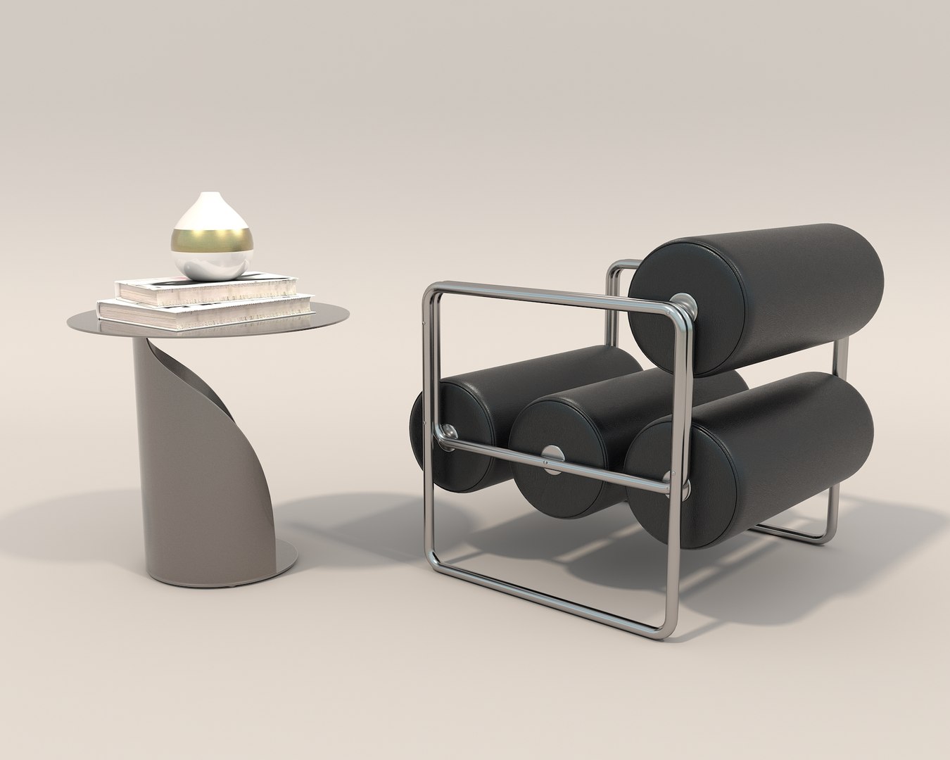 Contemporary Style Coffee Table And Armchair D Model Turbosquid