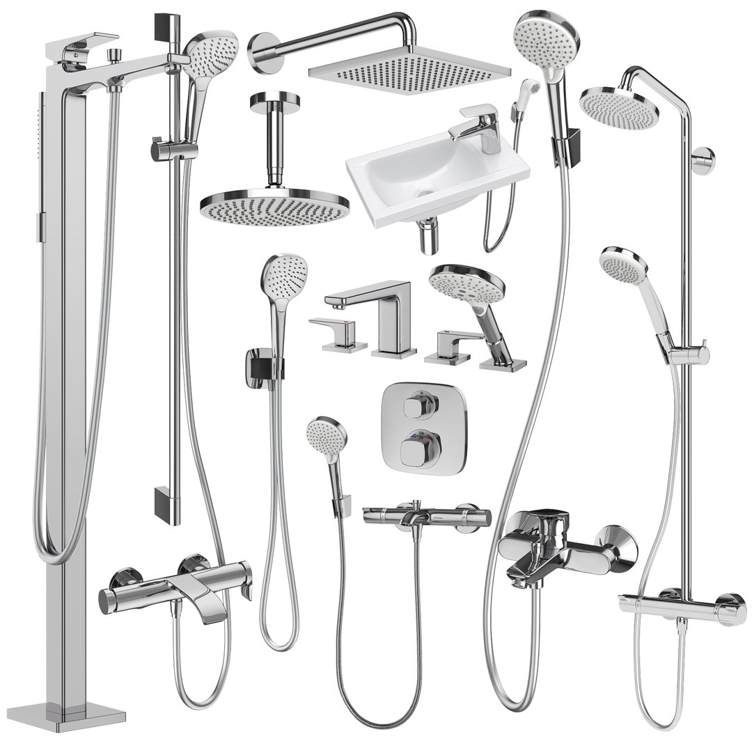 Faucets And Shower Systems Hansgrohe Set 177 3D Model TurboSquid 1955363