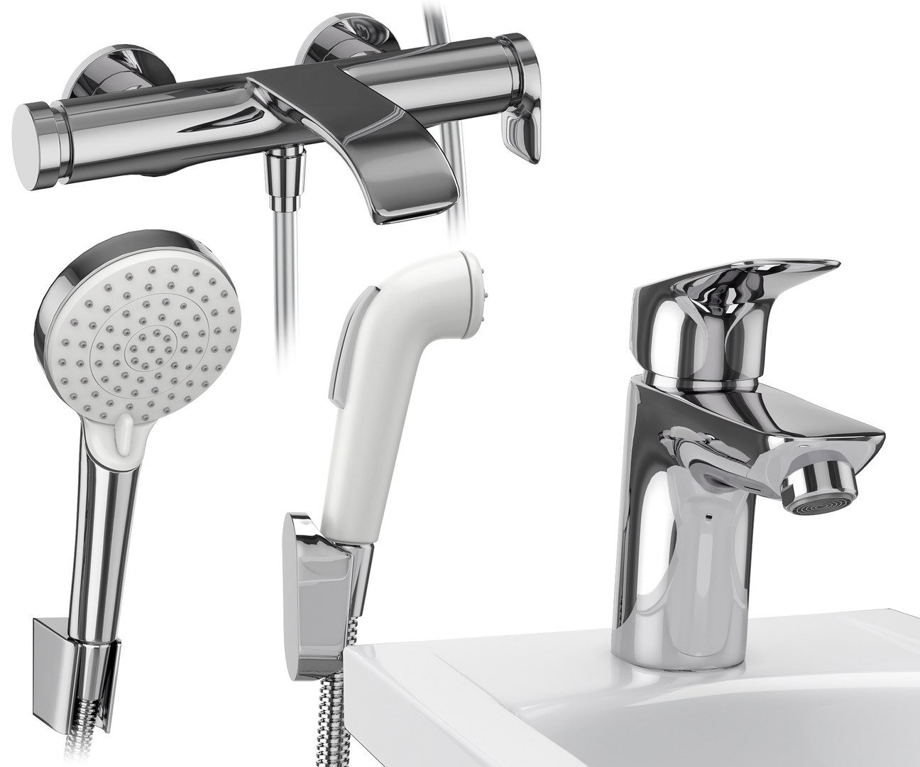 Faucets And Shower Systems Hansgrohe Set D Model Turbosquid