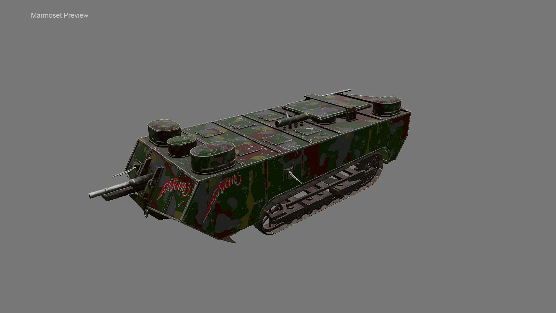 3D Saint Chamond Fantomas Tank Model TurboSquid 1990607