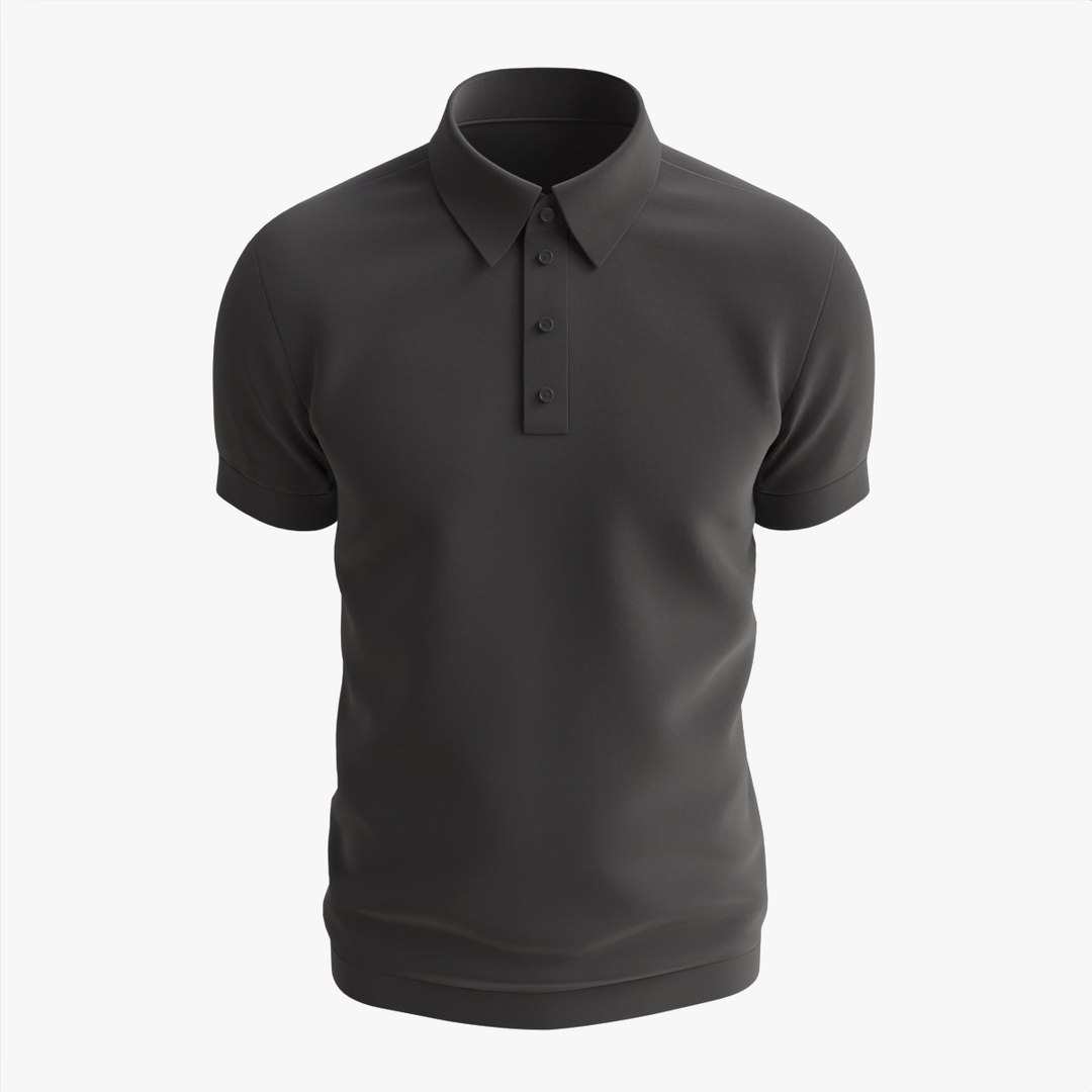 Short Sleeve Polo Shirt For Men Mockup Black D Model Turbosquid