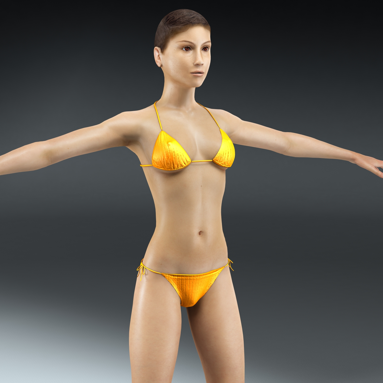 Female Character Rigged Bikini D Model