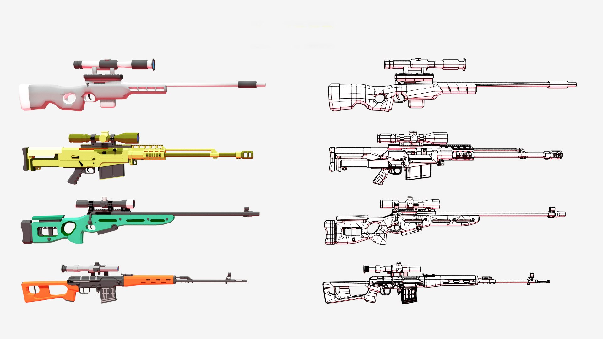 Weapons Asset Pack Assault Rifles D Model Turbosquid