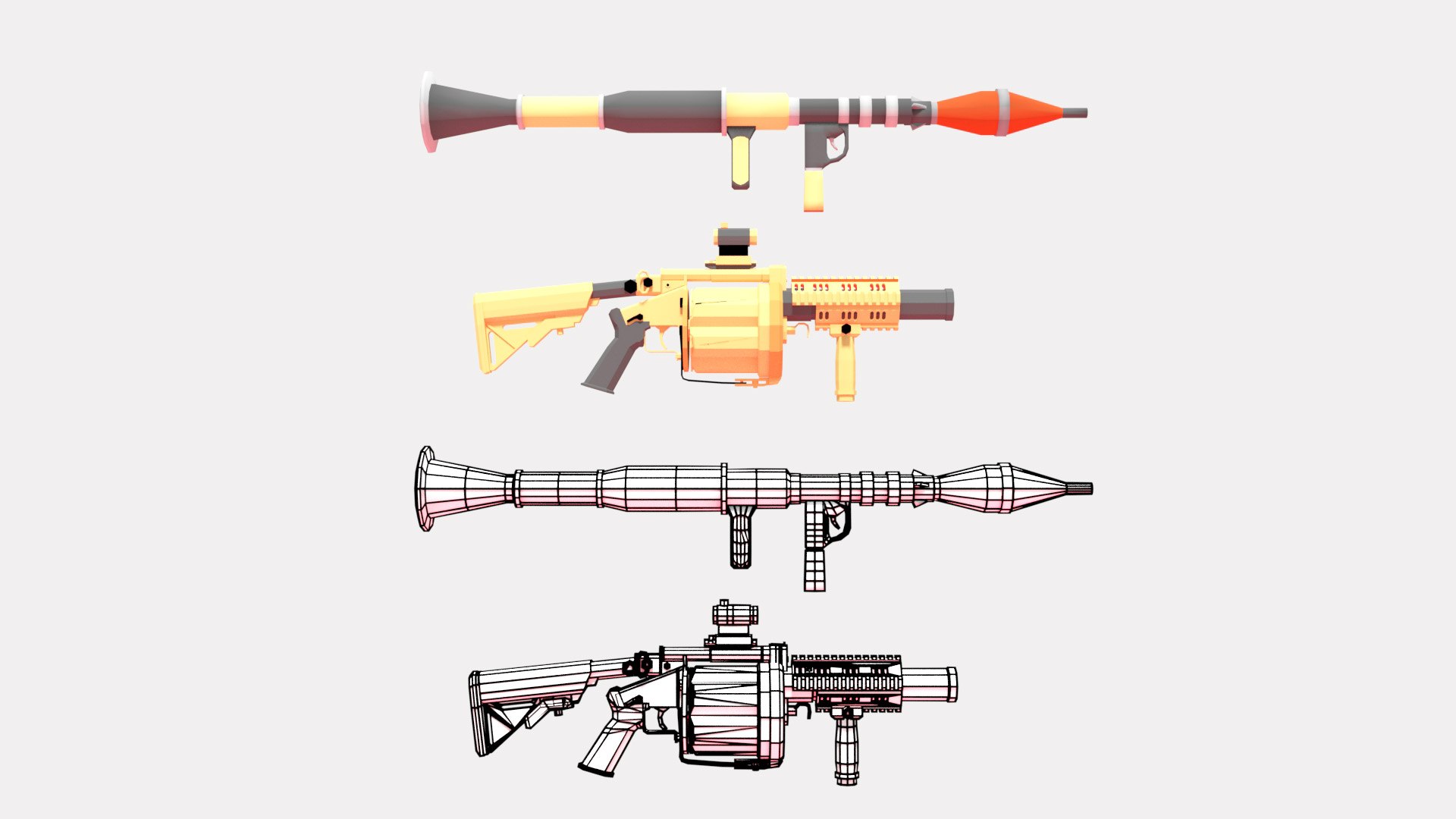 Weapons Asset Pack Assault Rifles D Model Turbosquid