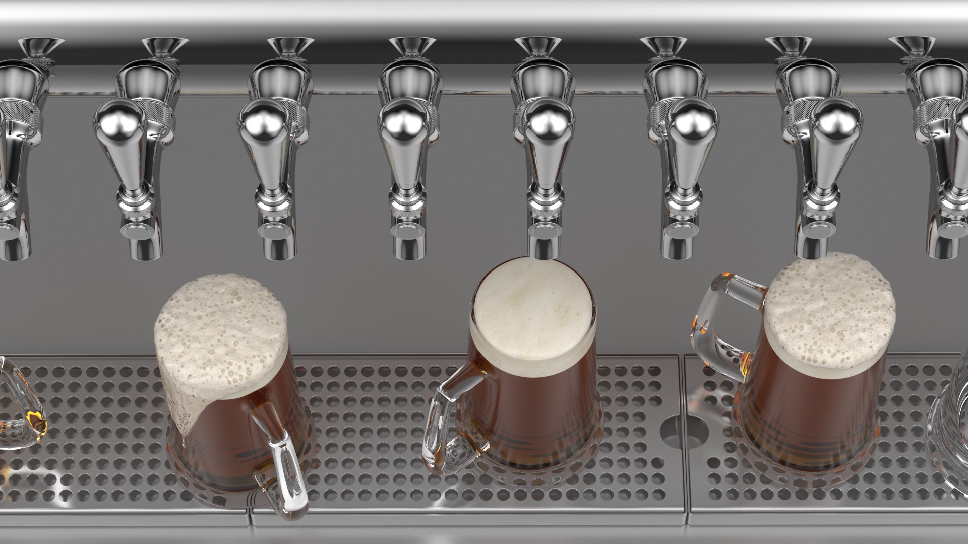 D Wall Mount Rail Draft Beer Tower With Beer Mugs Turbosquid