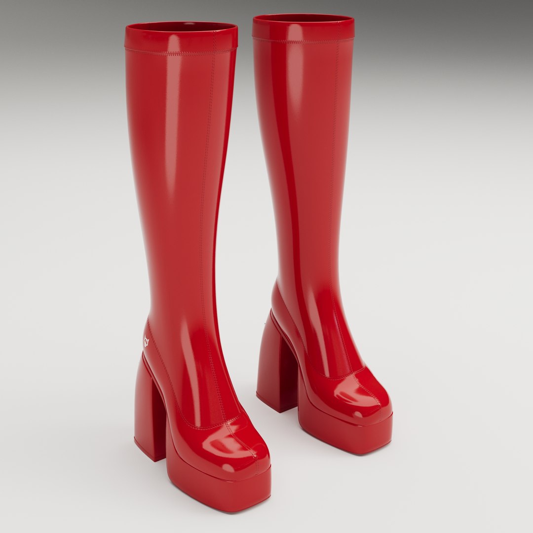 Naked Wolfe Patent Red Boots Model Turbosquid