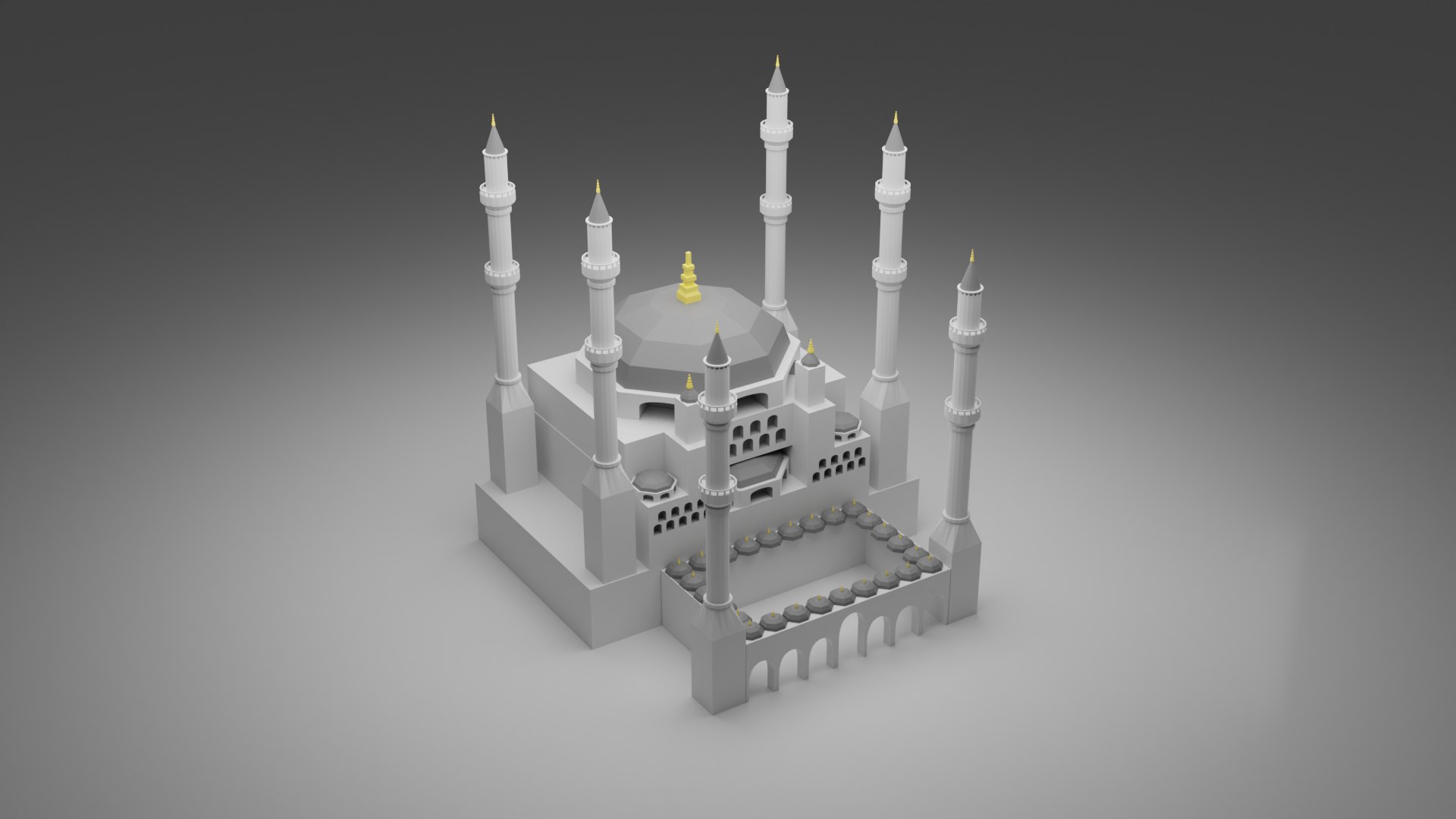 3D Mid Poly Blue Mosque Model TurboSquid 2094247