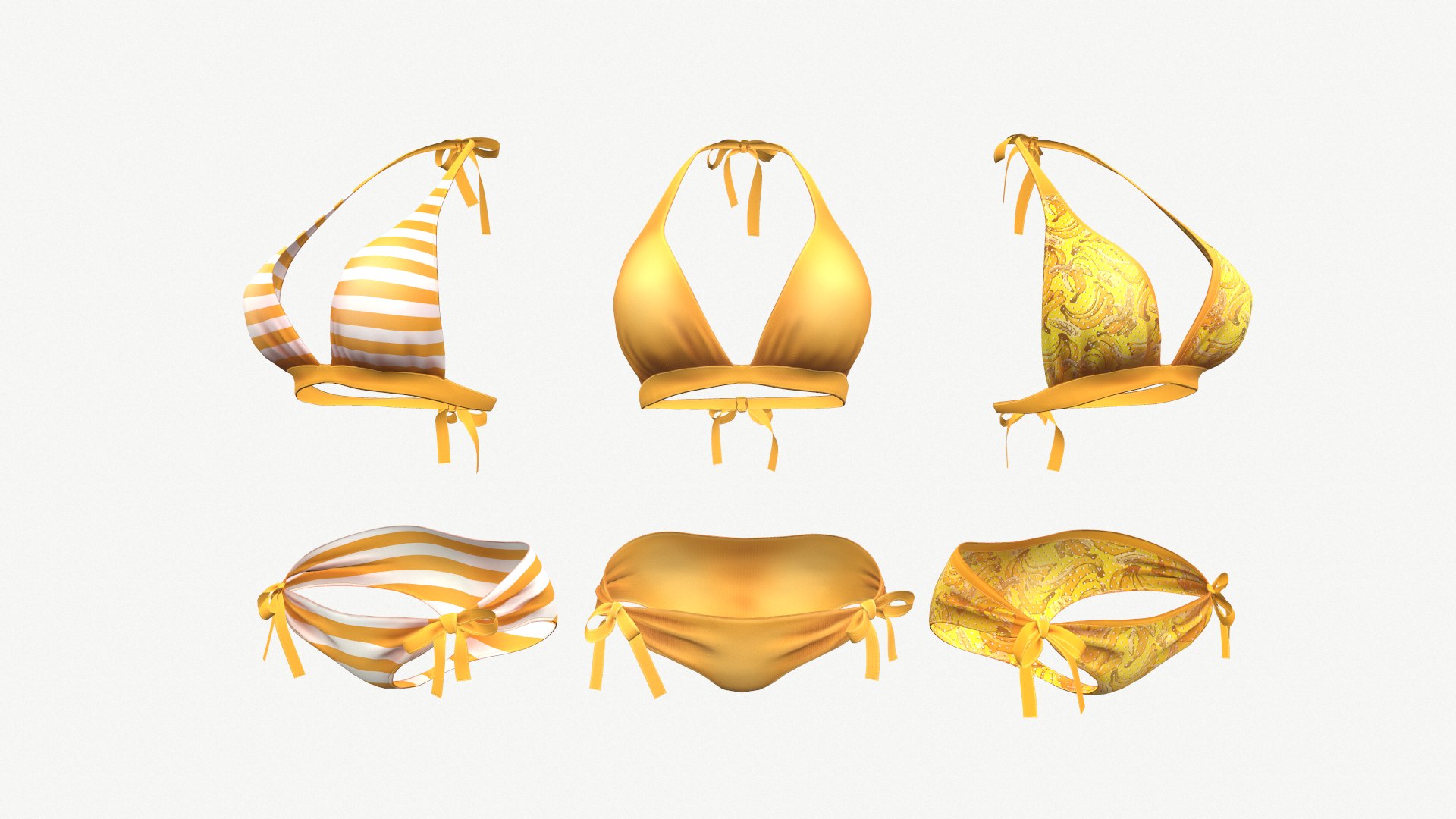 D Model Yellow Bikini Swimsuit Colors Turbosquid