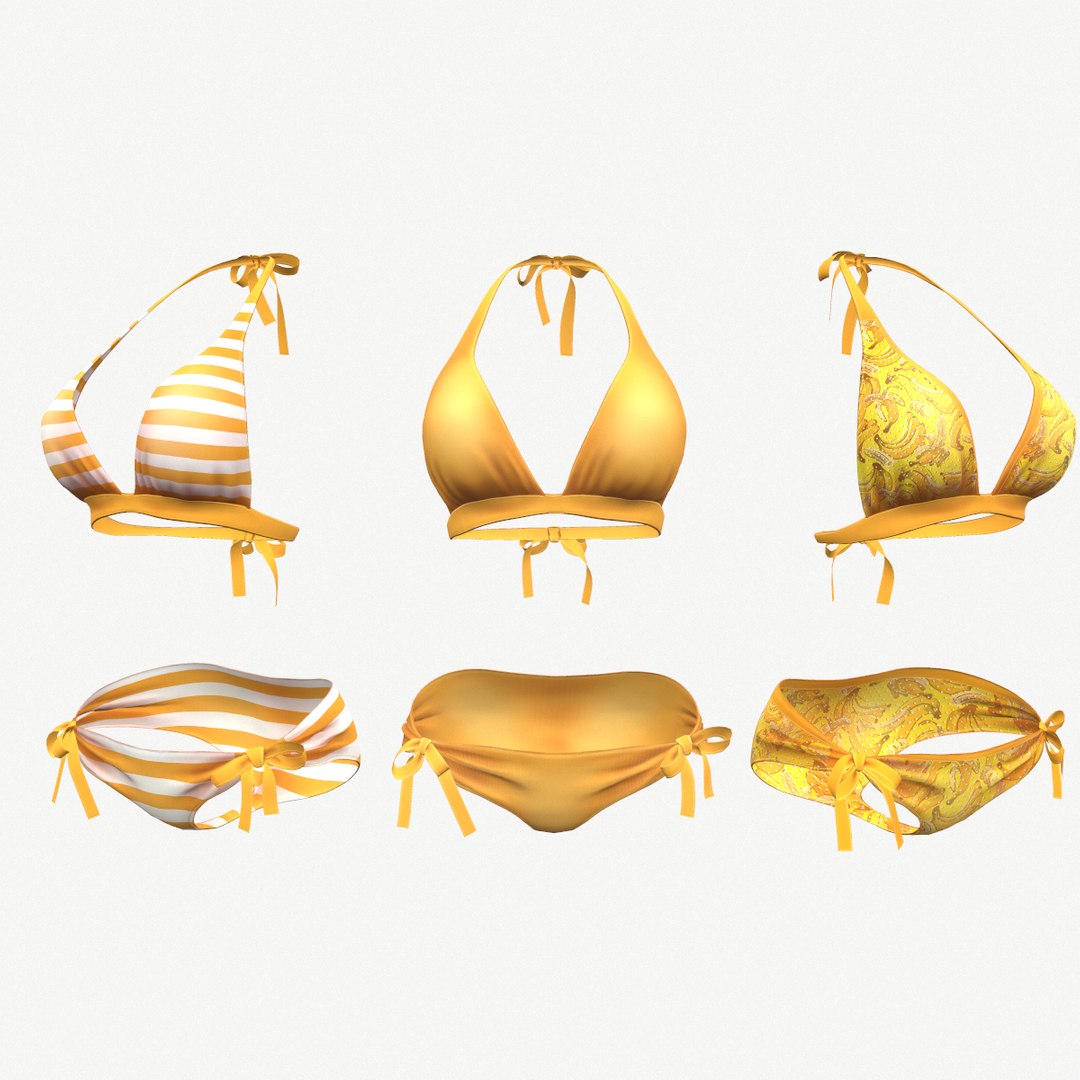 D Model Yellow Bikini Swimsuit Colors Turbosquid