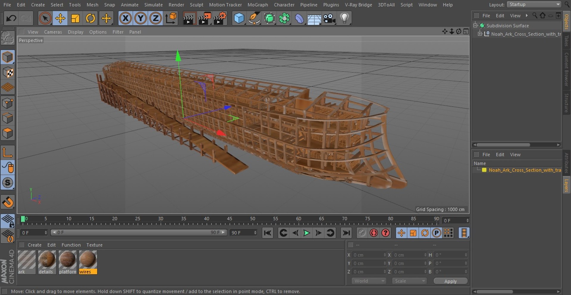 Noah Ark Cross Section With Transparency D Model Turbosquid