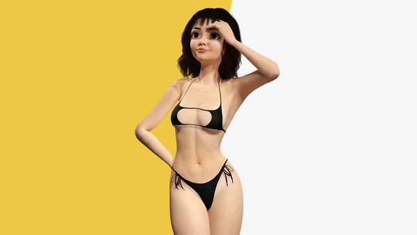 Realistic Stylized Cartoon Female D Model Naked Woman Rigged Modelo D