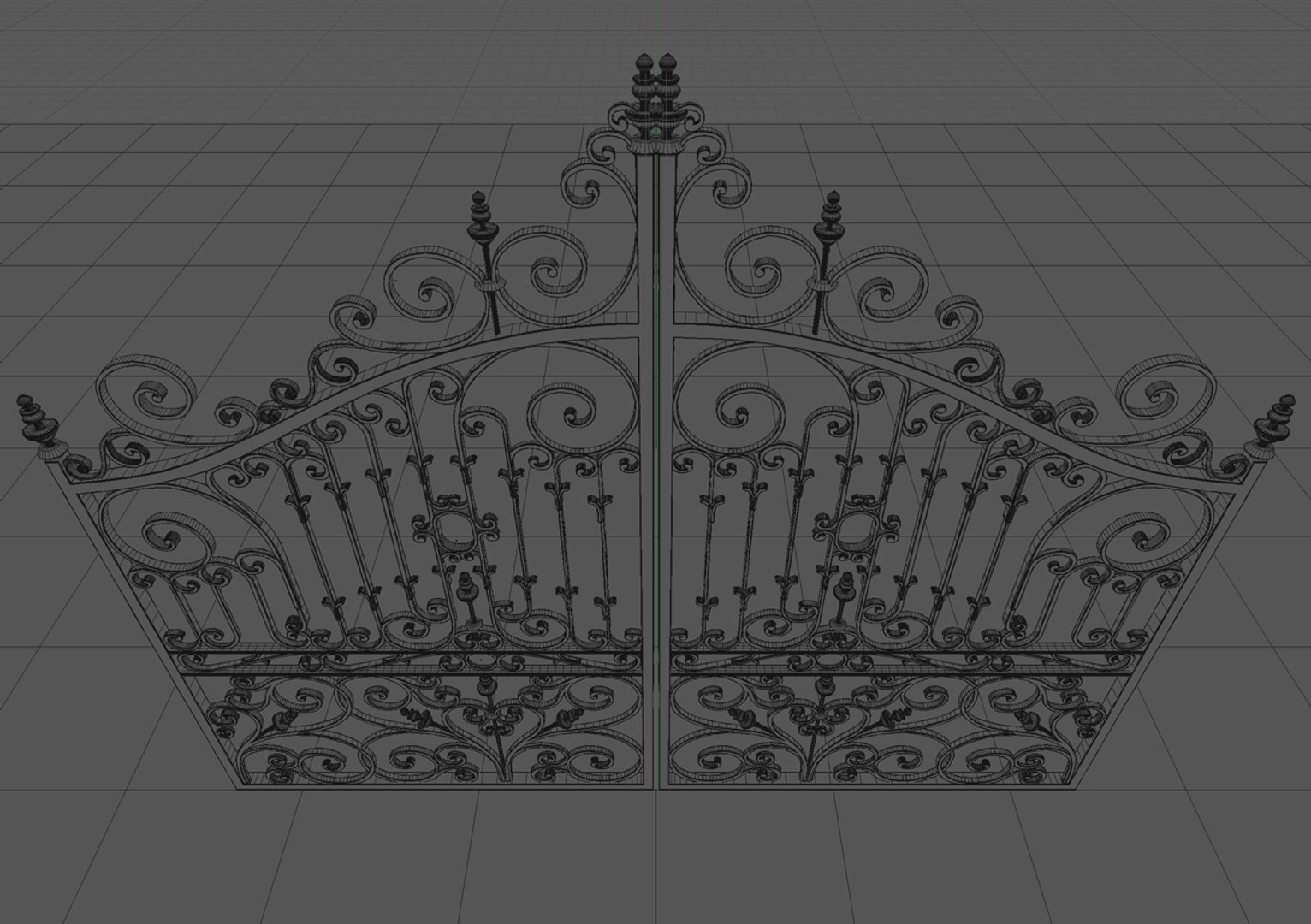 Ornate Cast Iron Metal Gates 3d C4d