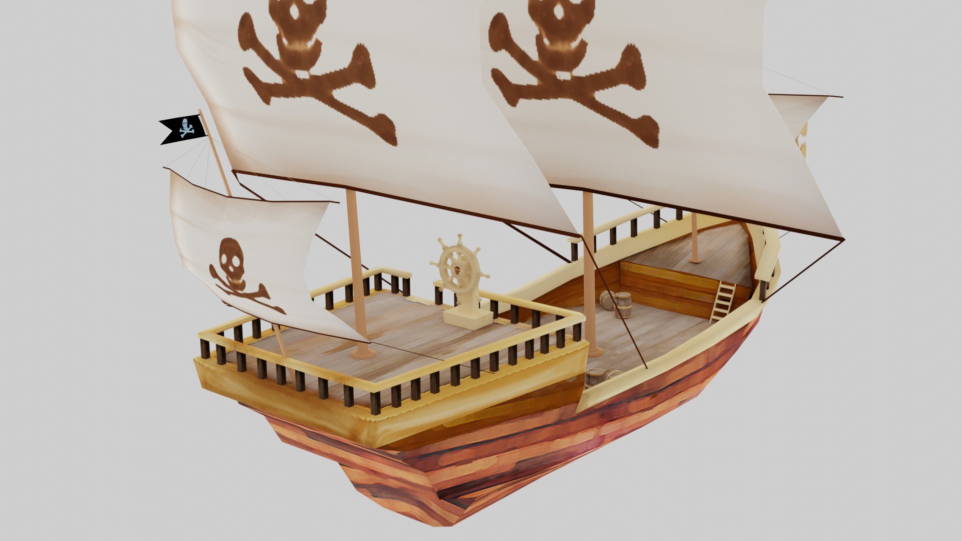 D Low Poly Pirate Ship Model Turbosquid