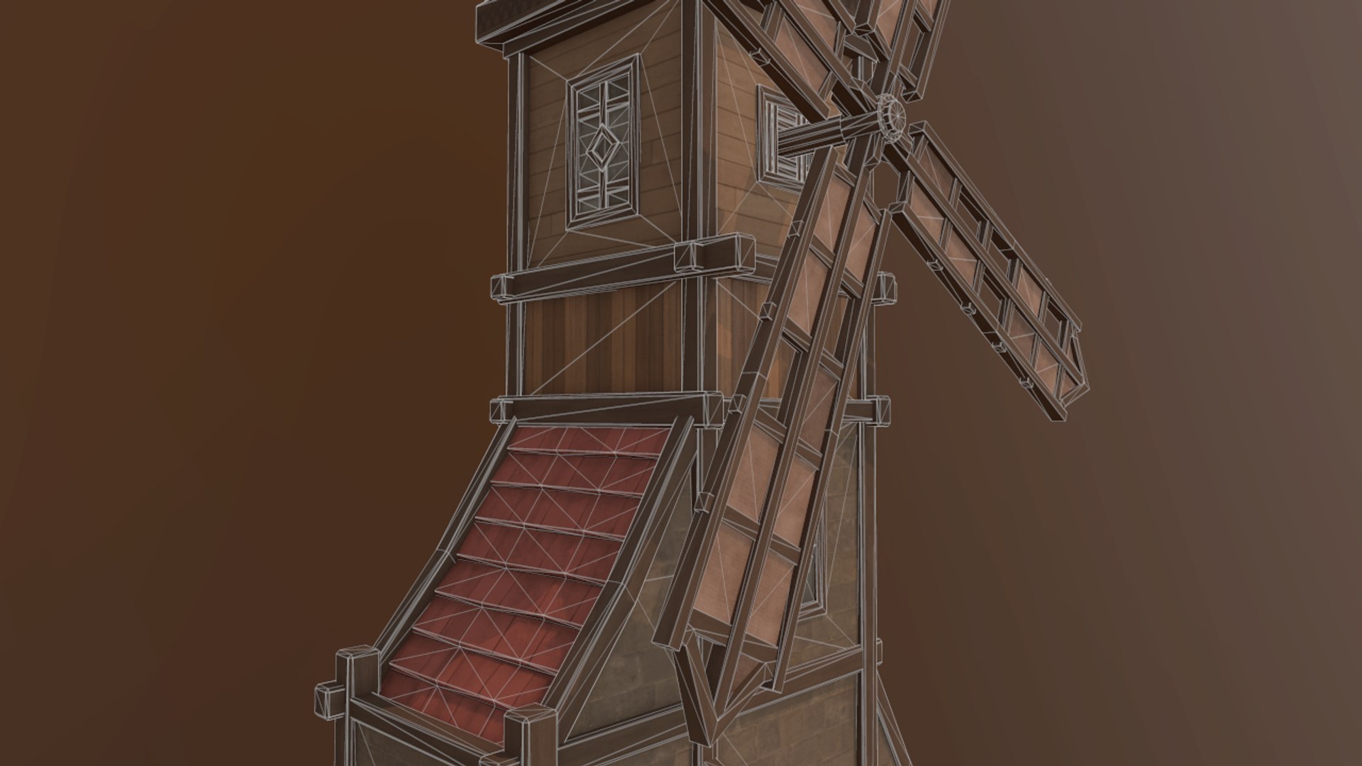 D Low Poly Windmill Model Turbosquid