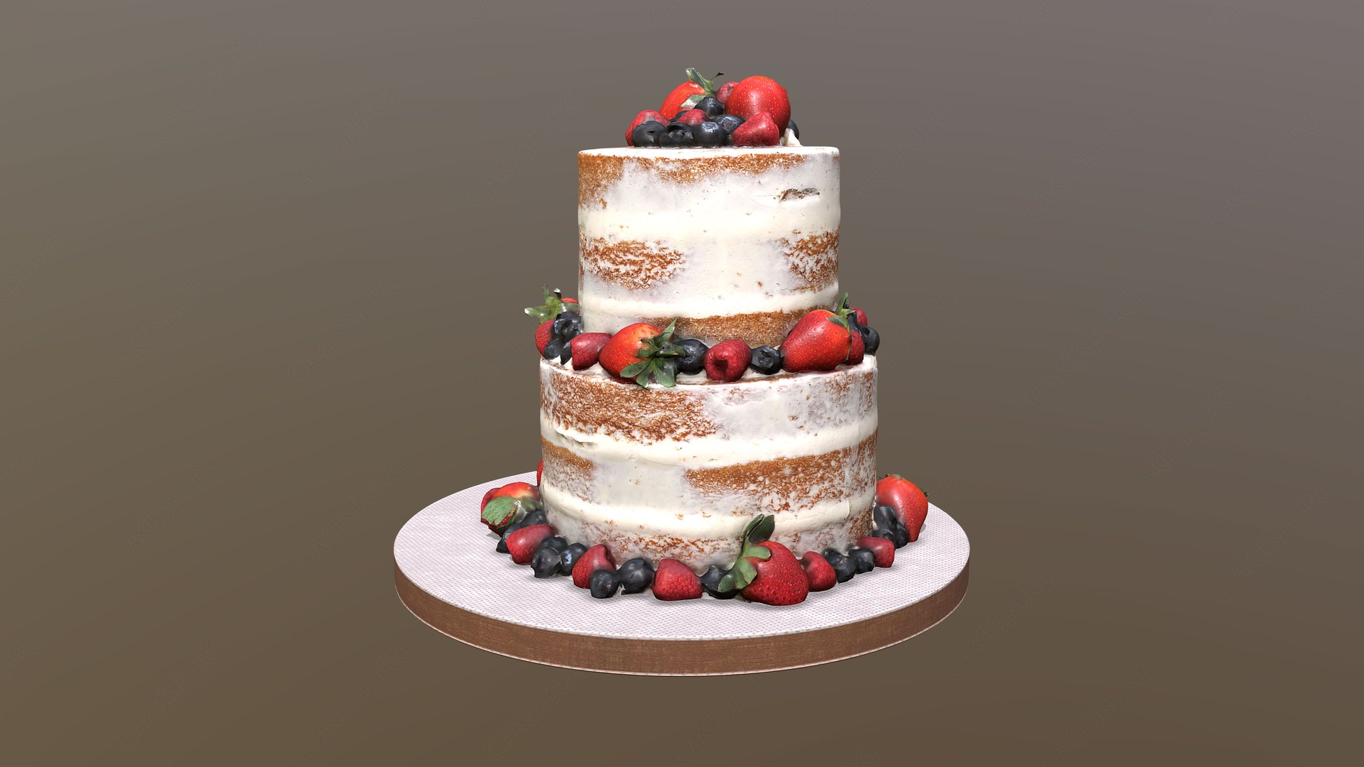D Model Semi Naked Berry Cake Turbosquid