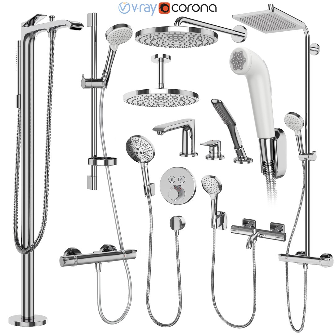 D Faucets And Shower Systems Hansgrohe Set Turbosquid