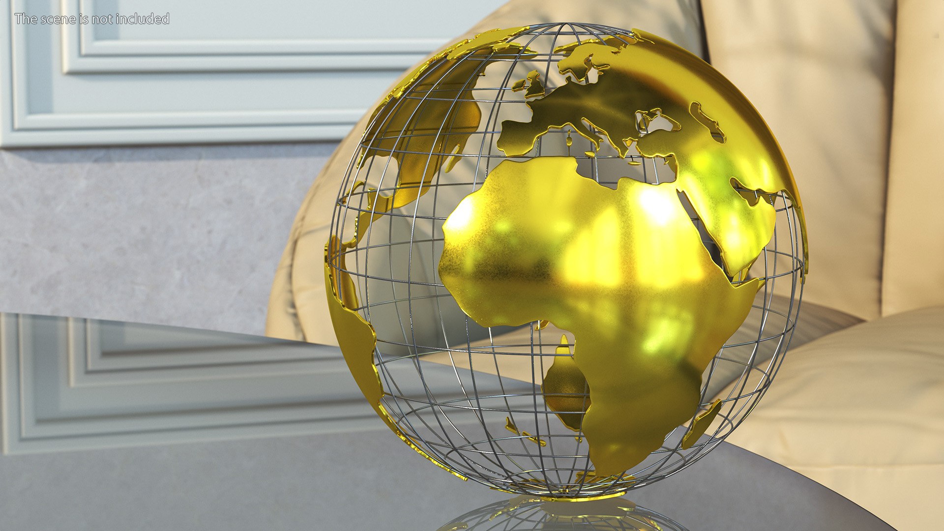 Wireframe Earth Globe Gold D Turbosquid