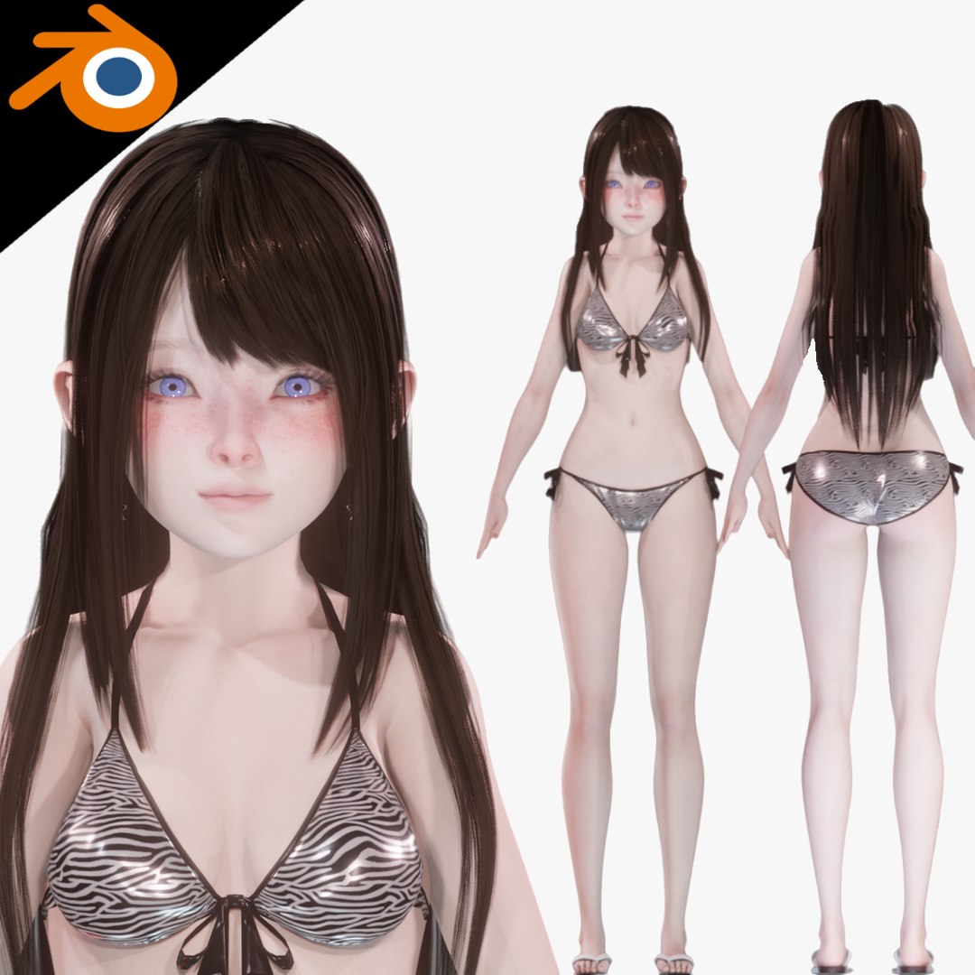 Bikini Model Realistic Female Character Blender Eevee D Model