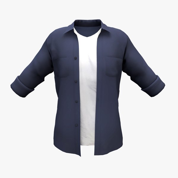 3D Model Open Front Shirt With T Shirt TurboSquid 1808892