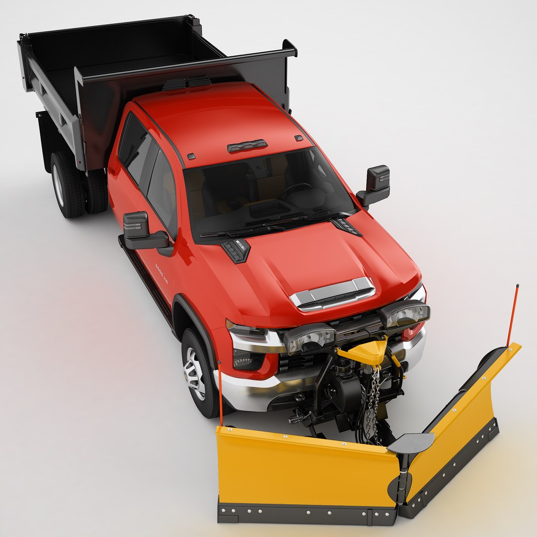 3D Chevrolet Silverado 3500 HD 2021 Snow Plow Truck 03 Model