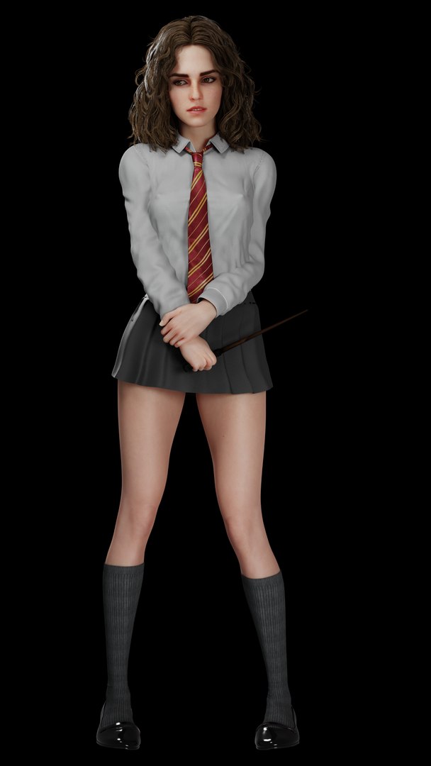 D Model Hermione Granger Naked And Outfit Rigged Turbosquid