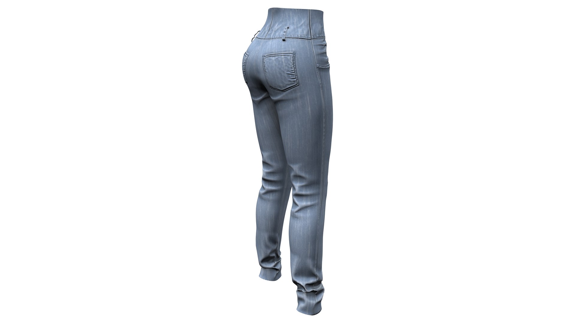 D High Waist Jeans Denim Pants Turbosquid