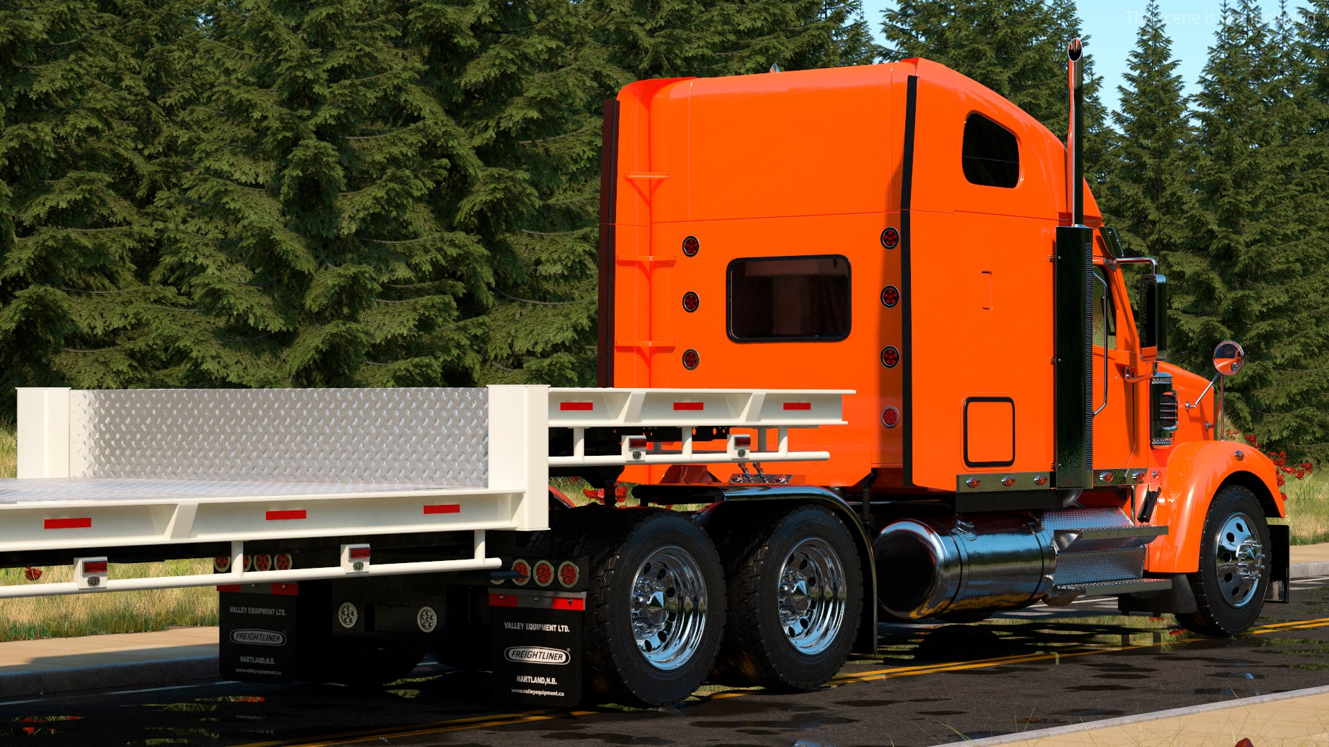 D Freightliner Truck With Extendable Trailer Model Turbosquid