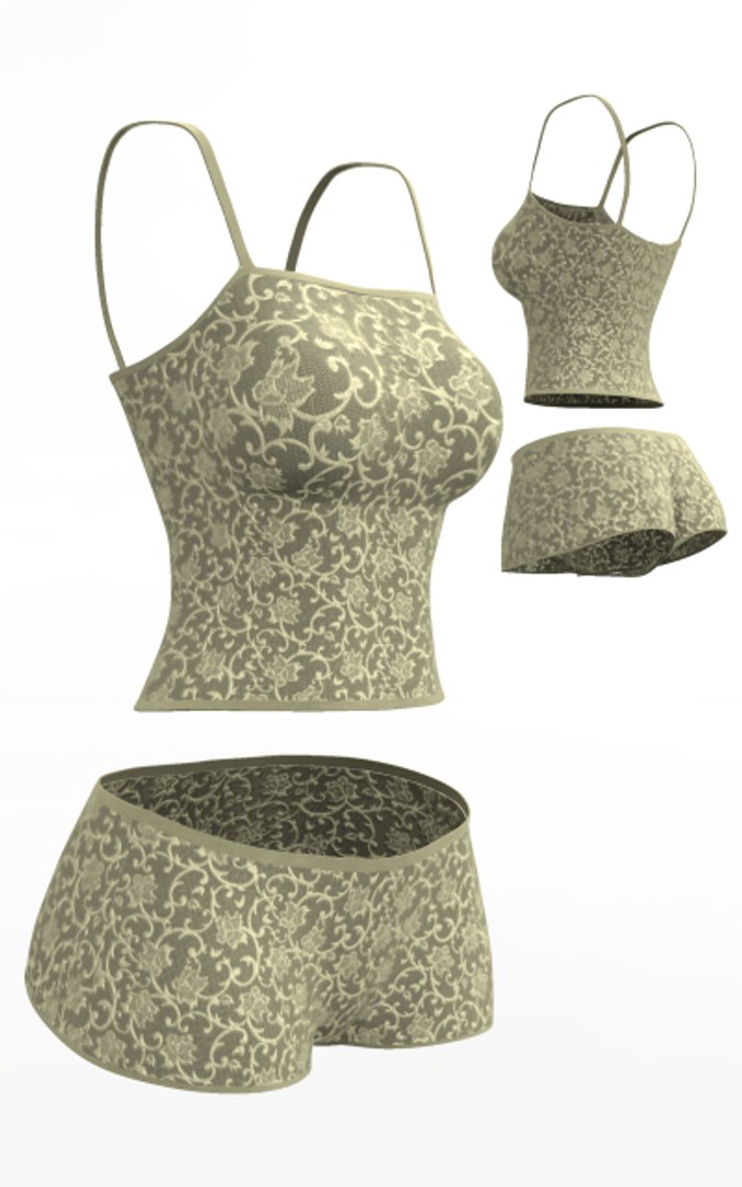 Lingerie Set Cloth Simulations Max