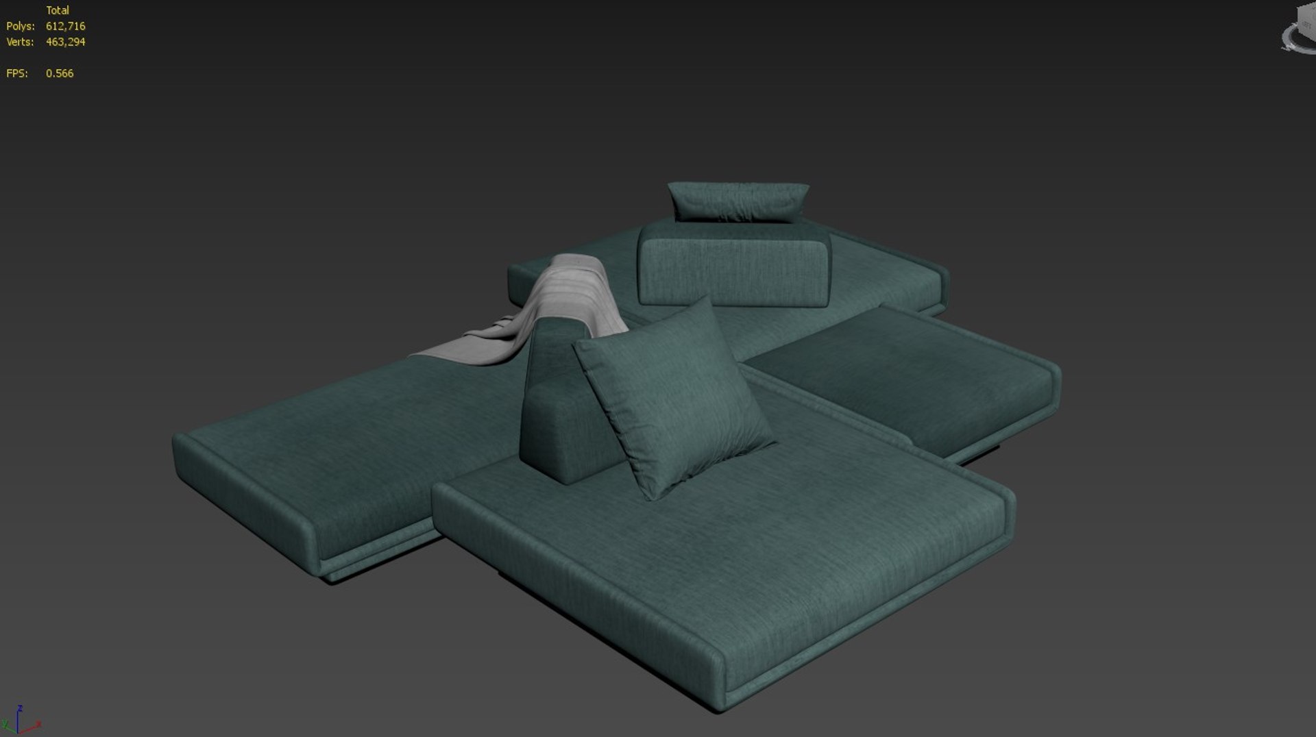 3D Model Gallotti Radice LILAS MOSAIQUE Modular Fabric Sofa