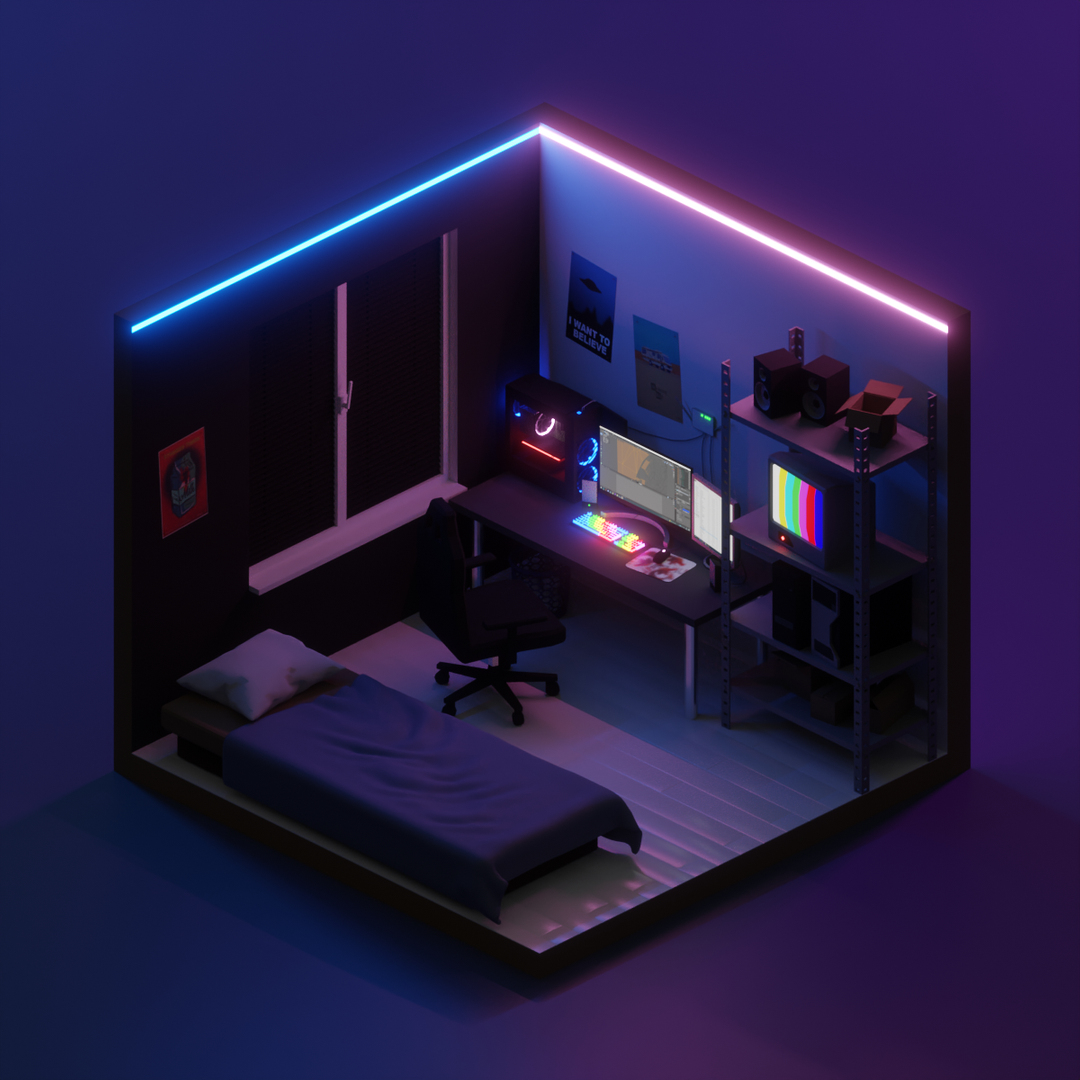 3d isometric Room гейминг