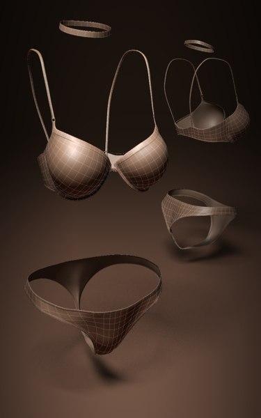 D Model Lingerie Set Cloth Simulations