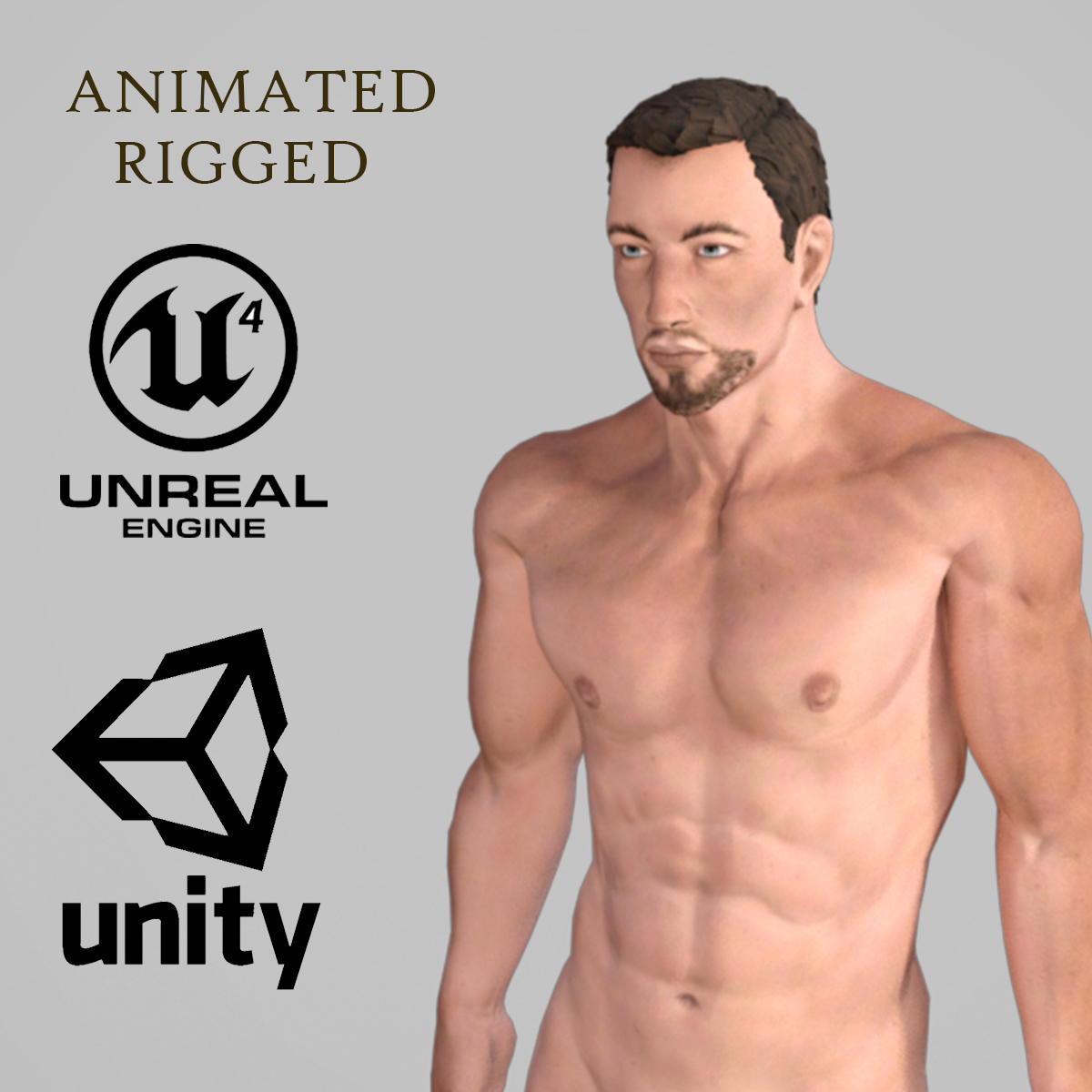 Modelo D Hombre Desnudo Animado Para Unreal Engine Y Personaje Del Juego Unity Rigged