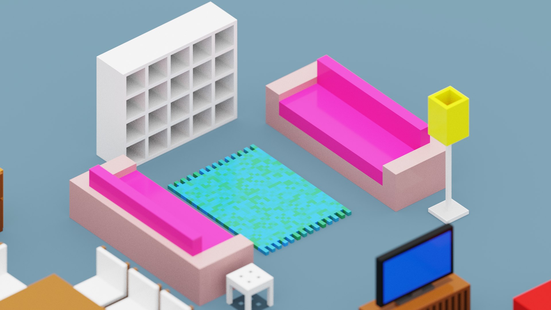 3D Model Isometric Living Room Funiture Set TurboSquid 2006605