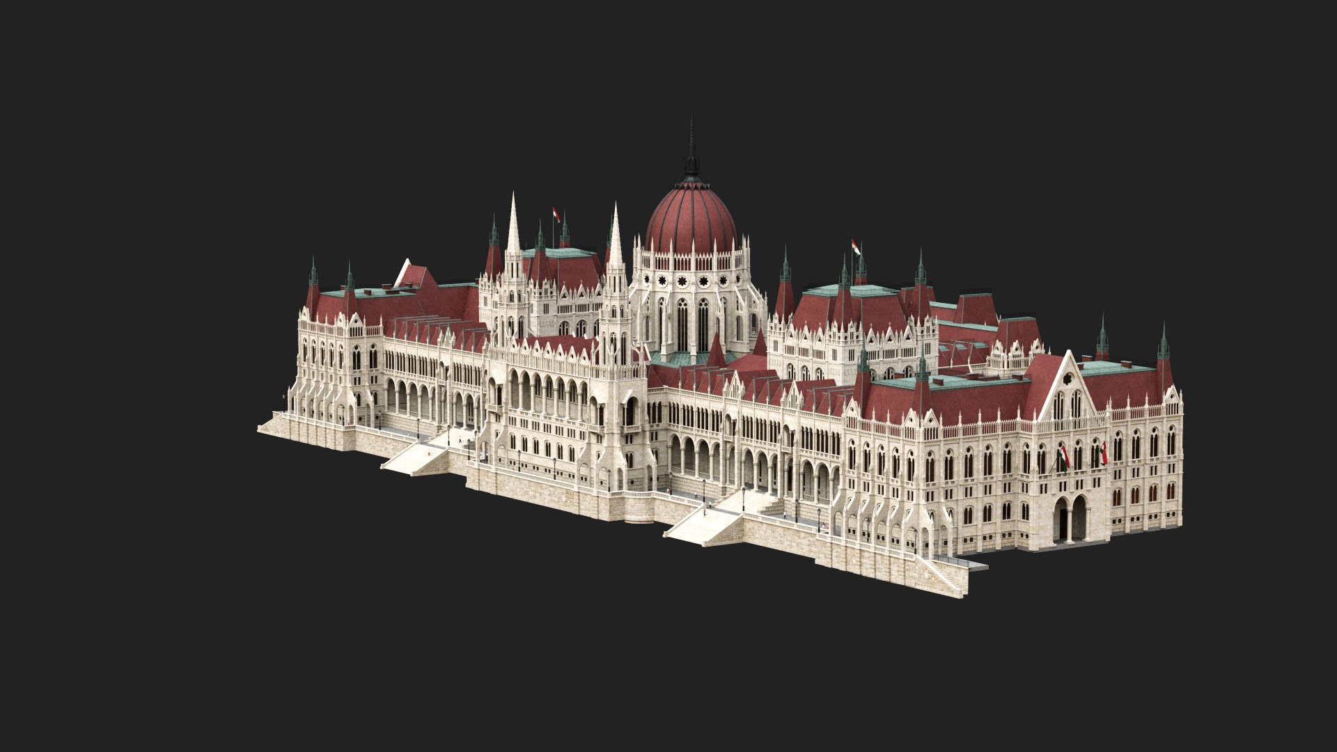 The Hungarian Parliament Building In Budapest Gothic Palace Model