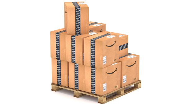 D Model Amazon Cardboard Box With Pallet Turbosquid