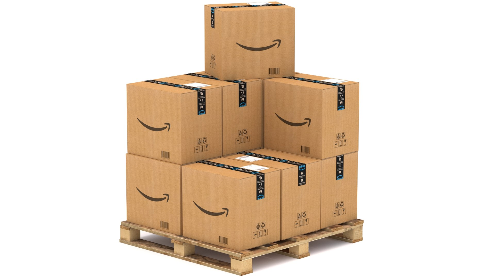 3D Model Amazon Cardboard Box With Pallet TurboSquid 1816016