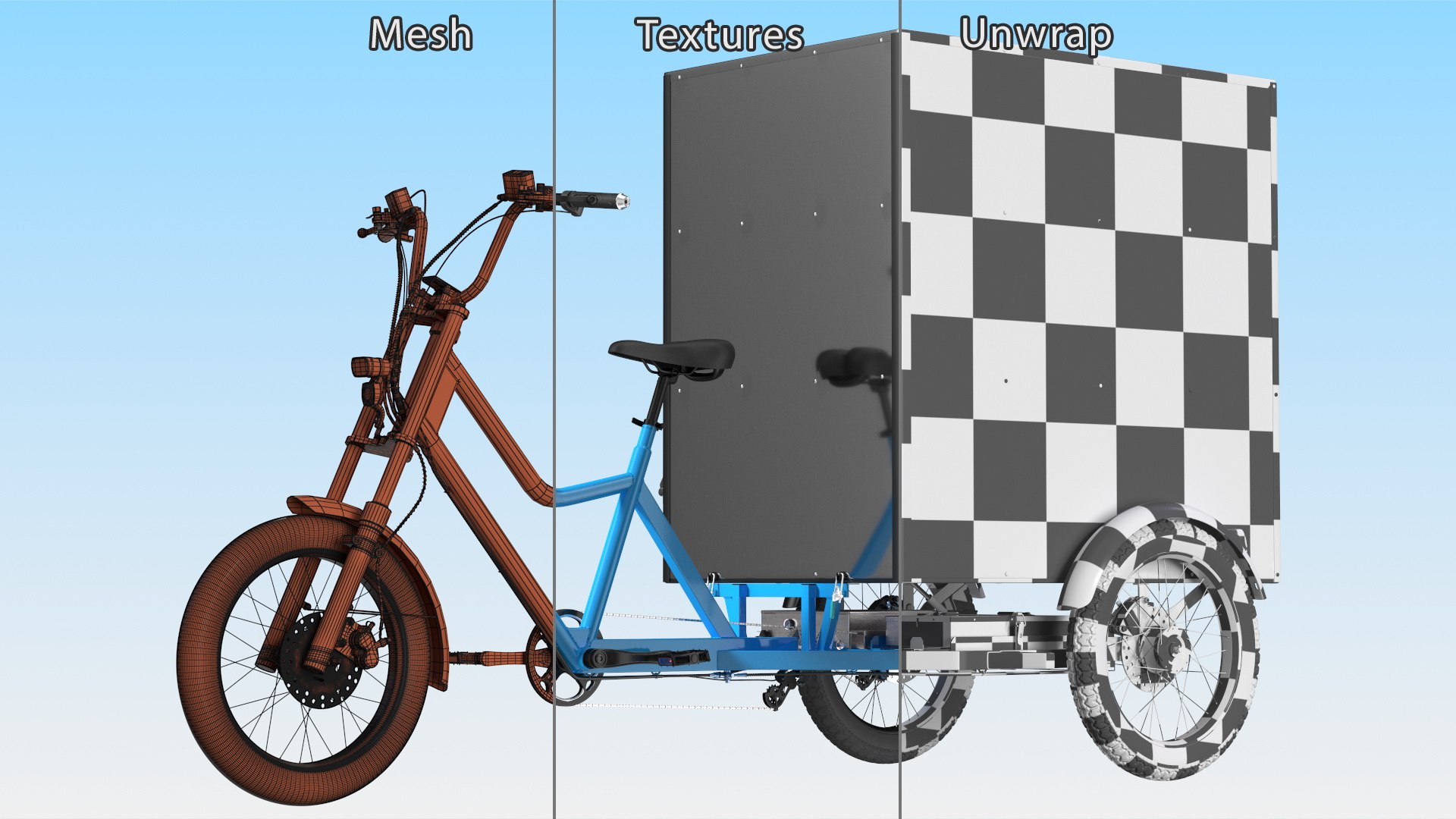 D Commercial Grade Electric Trike With Cargo Box Rigged Turbosquid