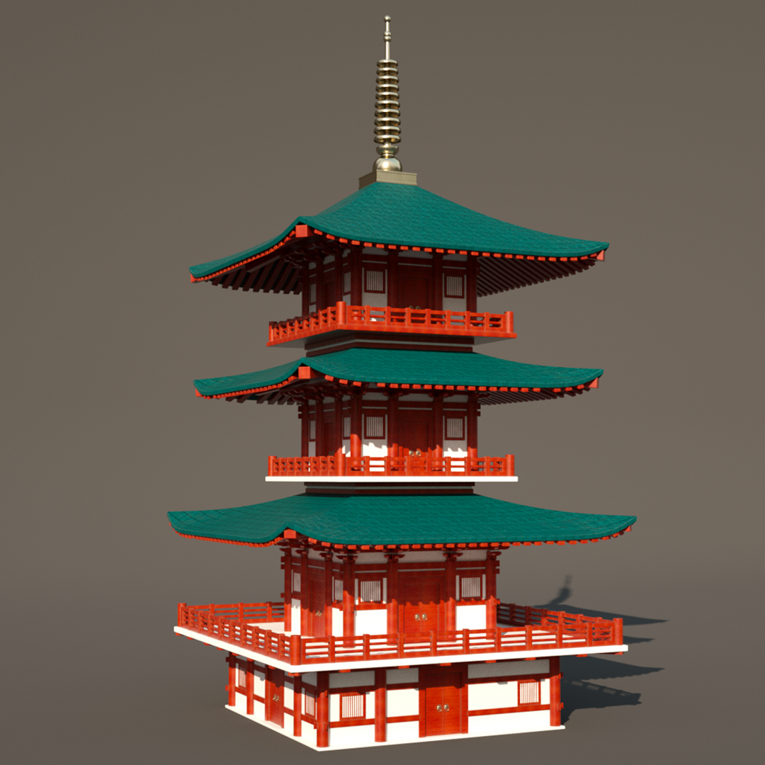 Японская пагода 3d модель