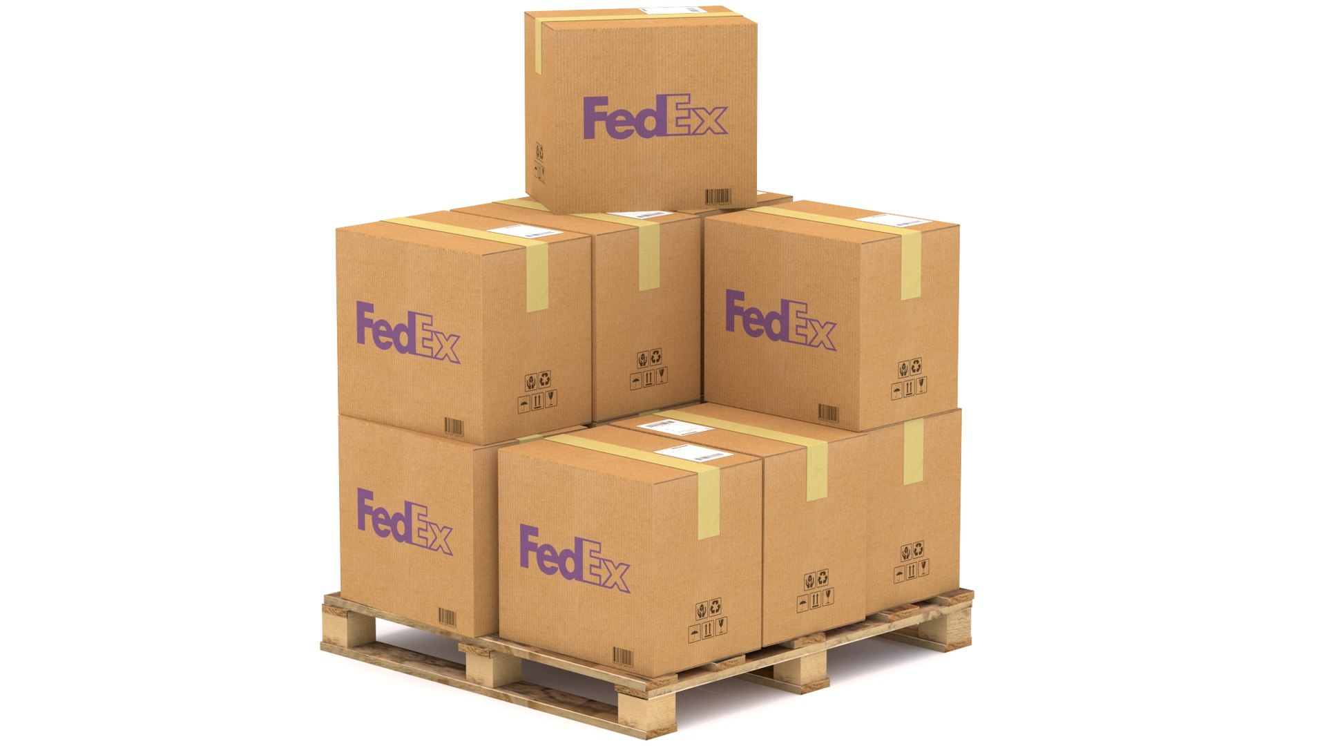 D Fedex Cardboard Box With Pallet Model Turbosquid